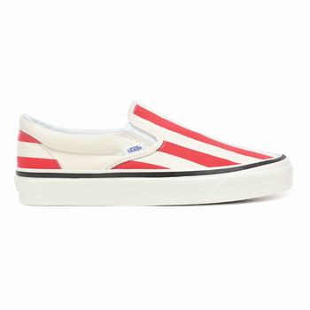 Damske Tenisky Vans Anaheim Factory Classic Slip-On 98 DX Biele/Červené/Pruhované VA51DRSJL